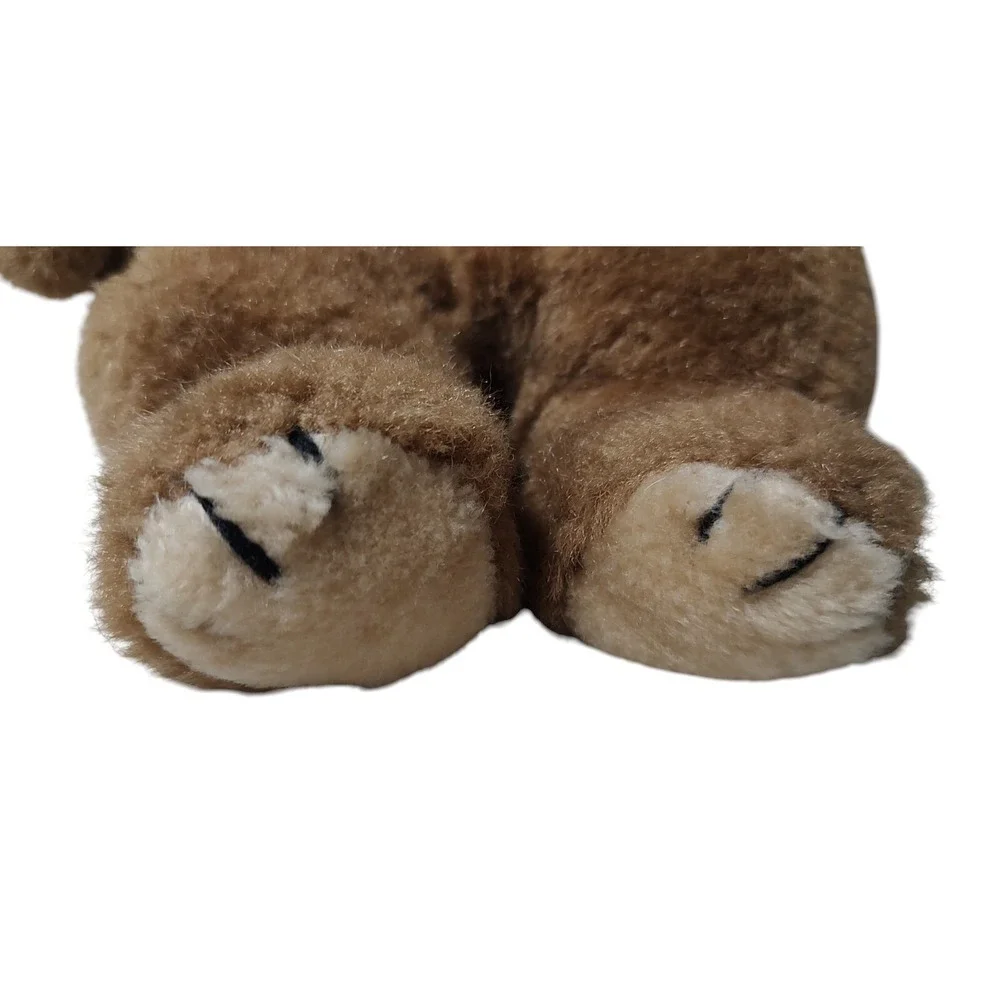 Antics Brown Bear Plush Cream Ears Nose Stuffed Sitting‎ Vintage 1982 Korea SEE